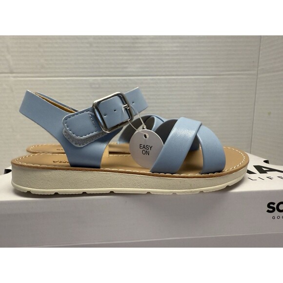 Sonoma Shoes Girls Size 1 Blue Fenleyy Easy On Sandals Buckle Strap Comfort New - Picture 2 of 13
